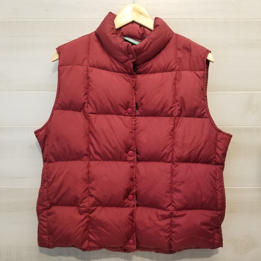 {L} Vintage L.L. Bean Womens's Down Filled Puffer Vest Red Maroon